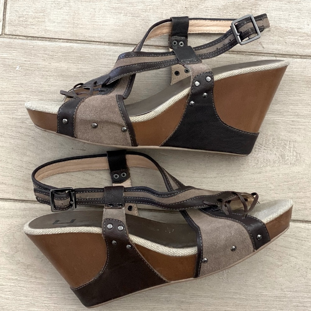 Adolfo Dominguez Leather and Suede Wedge Size 38
